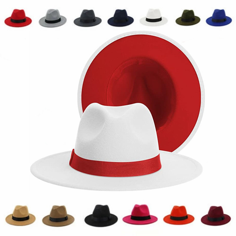 Fedora Hat Wool - Damski zimowy klasyczny patchworkowy kapelusz Fedora