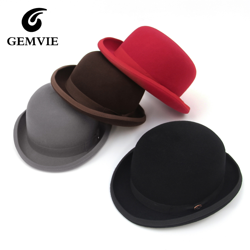Fedora Hat Wool - GEMVIE 100% filc wełniany Derby kapelusz